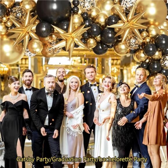 Black and Gold Balloons Garland Arch Kit,137pcs Gold Black Balloons for Birthday - Picture 13 of 16